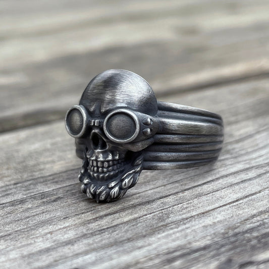 Bague Tête de Mort SteamPunk (Argent)