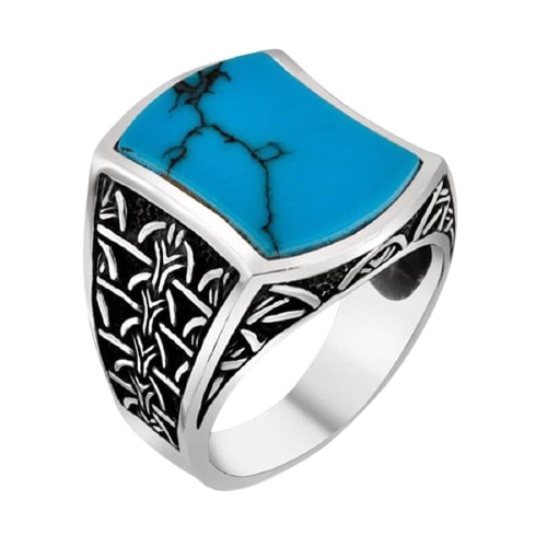 Bague Viking Pierre Bleue (Argent Massif)