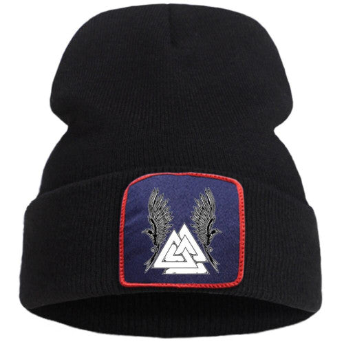 Bonnet Viking Valknut noir