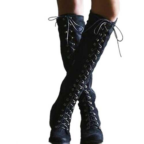 Bottes Viking Style Haut Femme noir