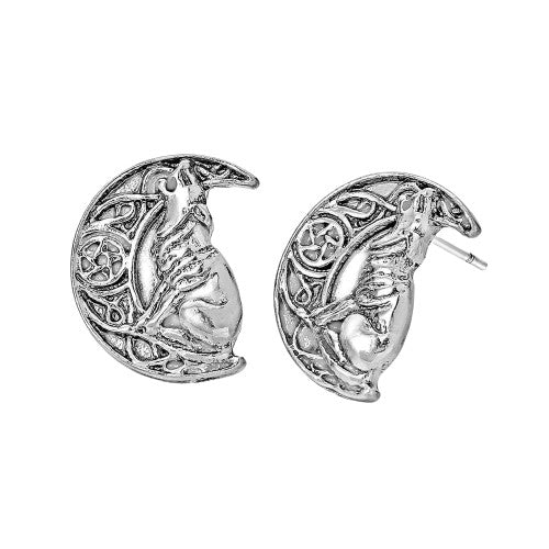 Boucle d'Oreille Viking Loup Hurlant à la Lune