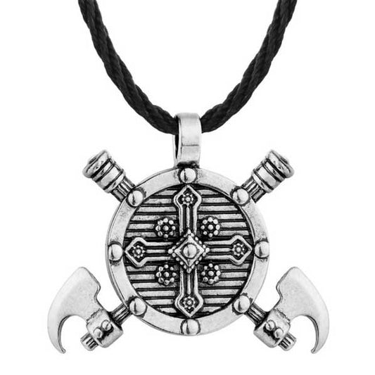 Collier Viking Bouclier et Haches Argent
