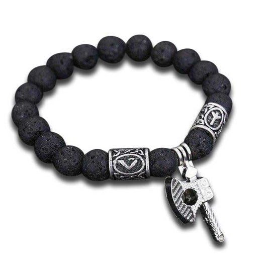 Bracelet Viking perles de lave de thor