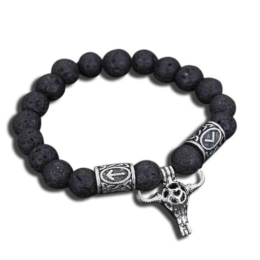 Bracelet Viking perles de lave du bouc