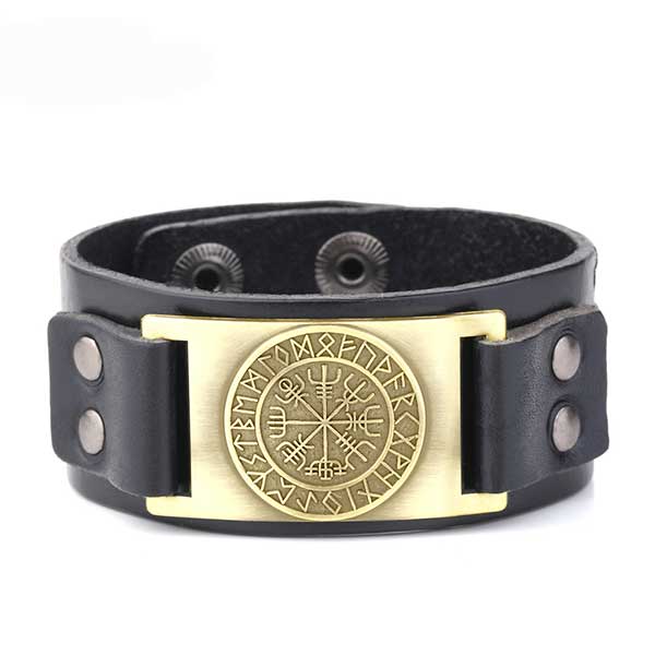 Bracelet en cuir Vegvisir or