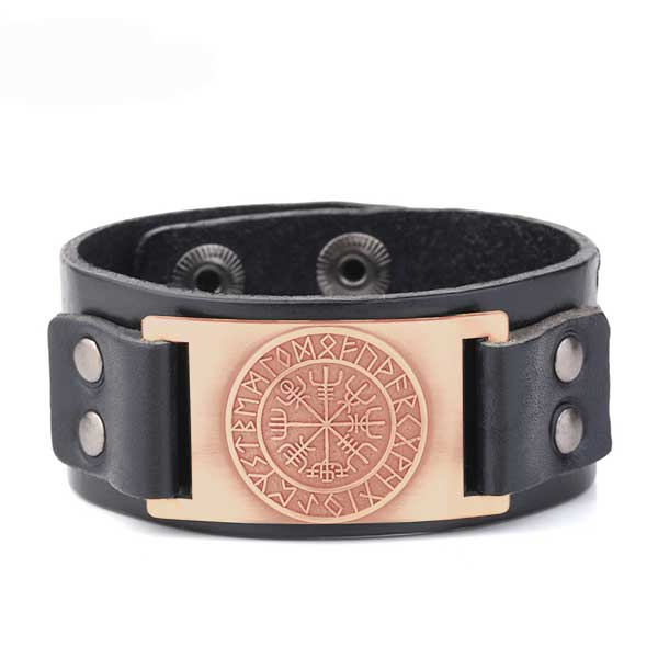 Bracelet en cuir Vegvisir bronze