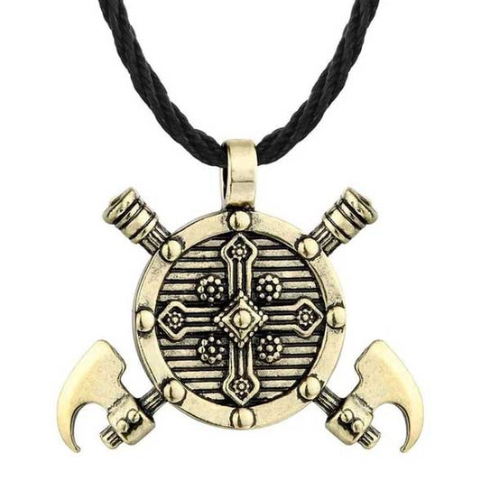 Collier Viking Bouclier et Hache Or