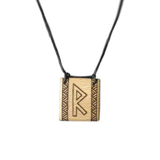 Collier Viking en bois Rune Raido