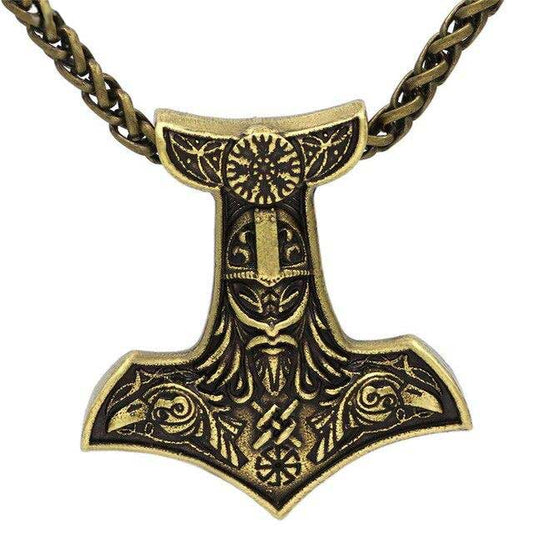 Collier Viking Thor et Odin or