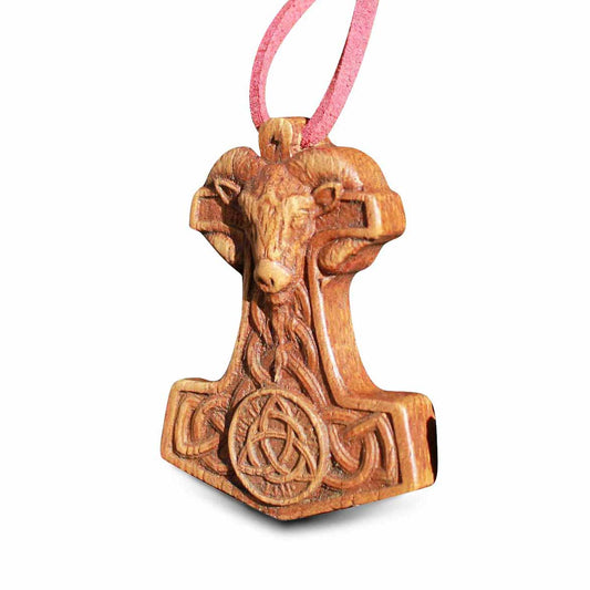 Collier Viking en bois Mjöllnir