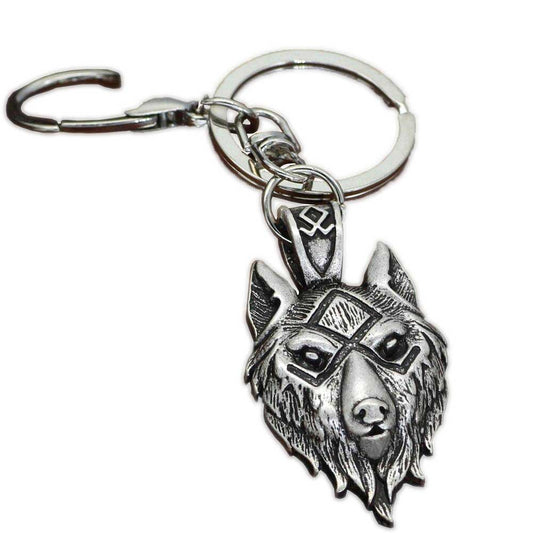 Porte-clé Viking Loup Fenrir argent