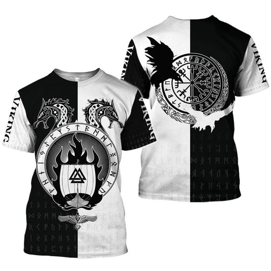 T-shirt viking drakkar enflammé