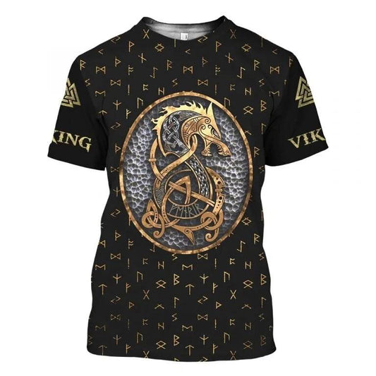 T-shirt viking fenrir runique