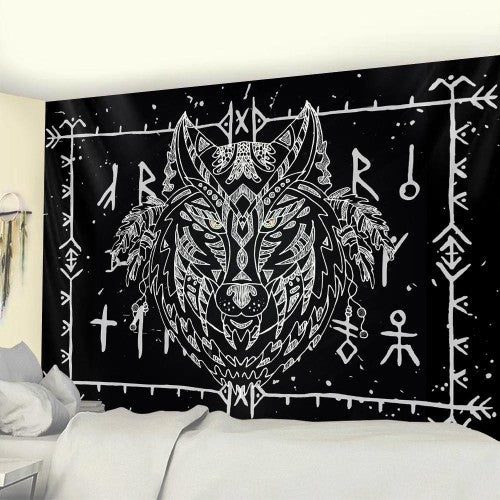 Tapis mural viking loup protecteur