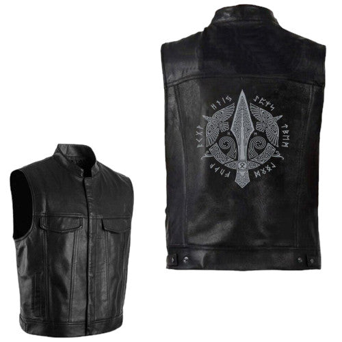 Veste Viking en cuir Gungnir