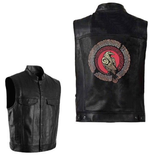 Veste Viking en cuir Hugin