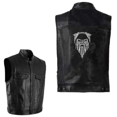 Veste Viking en cuir Vision d'Odin