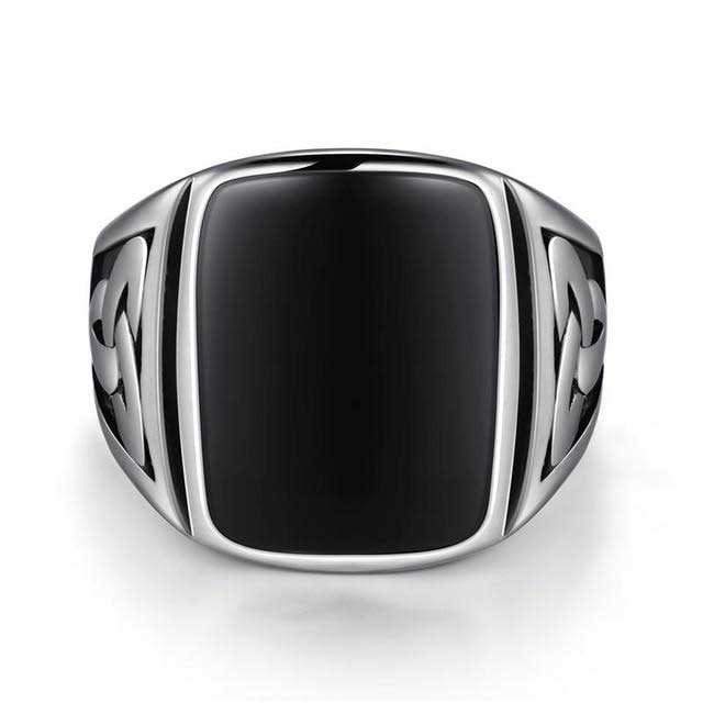 Bague Viking Obsidienne Homme