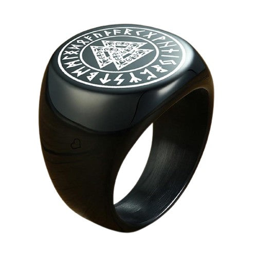 Bague Viking Valknut Or Noir