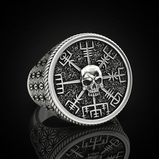 Bague Tête de Mort Viking (Argent)