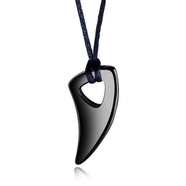 Steel Black Wolf Pendant Wolf Tooth Necklace Black Ervald