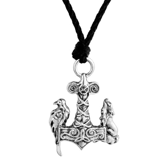 Collier Mjöllnir le Loup et le Corbeau