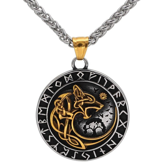 Collier Viking Loup Doré