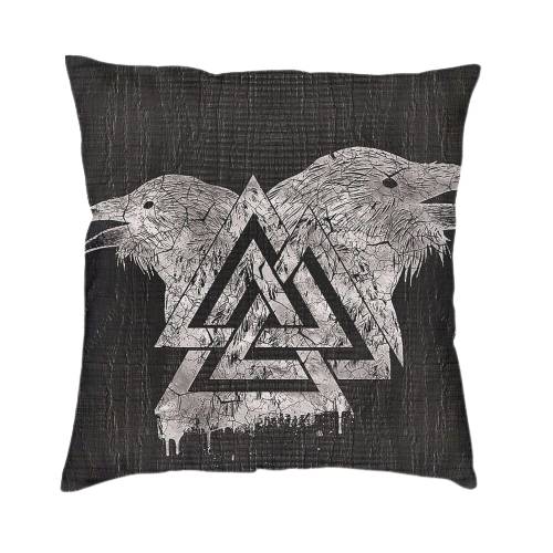 coussin viking valknut et corbeaux