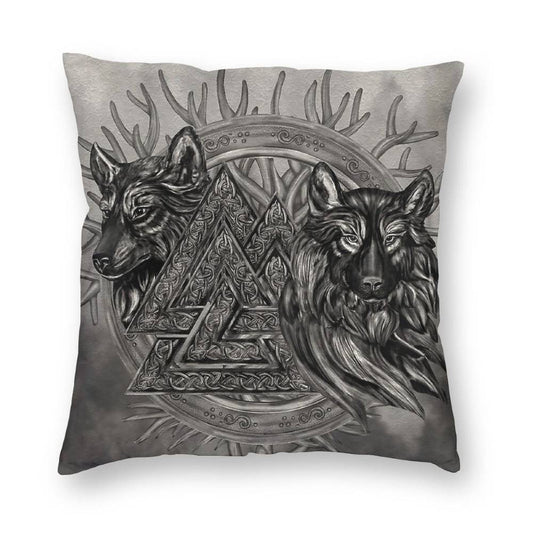 coussin viking valknut et loups