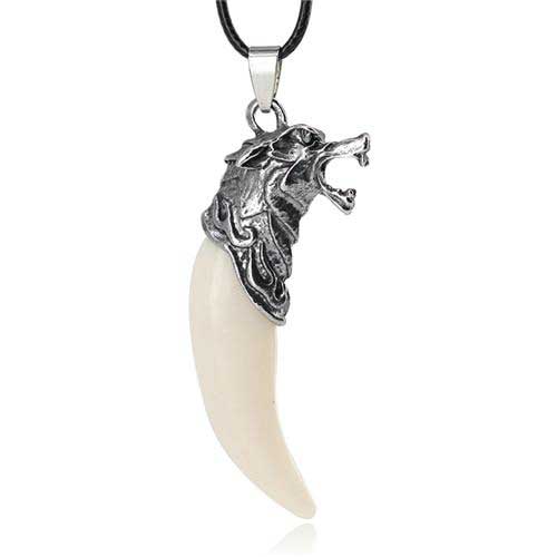 Pendentif Dent du Loup Fenrir Blanc