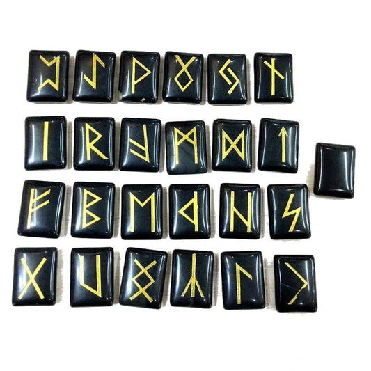 pierres viking runes en obsidienne