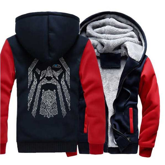 pull en laine viking rouge et bleu