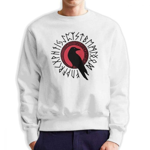 pull viking corbeau runique blanc