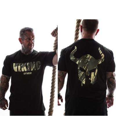 t shirt viking musculation noir