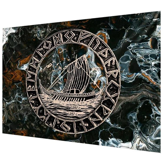 Tapis mural viking bateau nordique