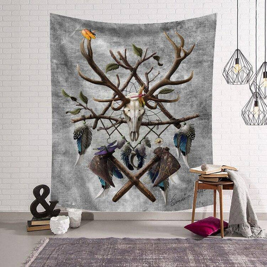 Tapis mural viking massacre de cerf avec fond