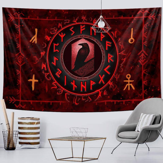 Tapis mural viking munin avec fond