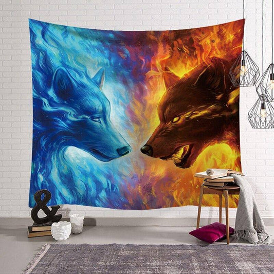 Tapis mural Viking Skoll et Hati avec fond