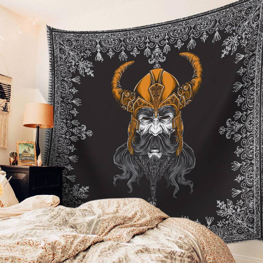 Tapis mural viking soldat du valhalla avec fond chambre