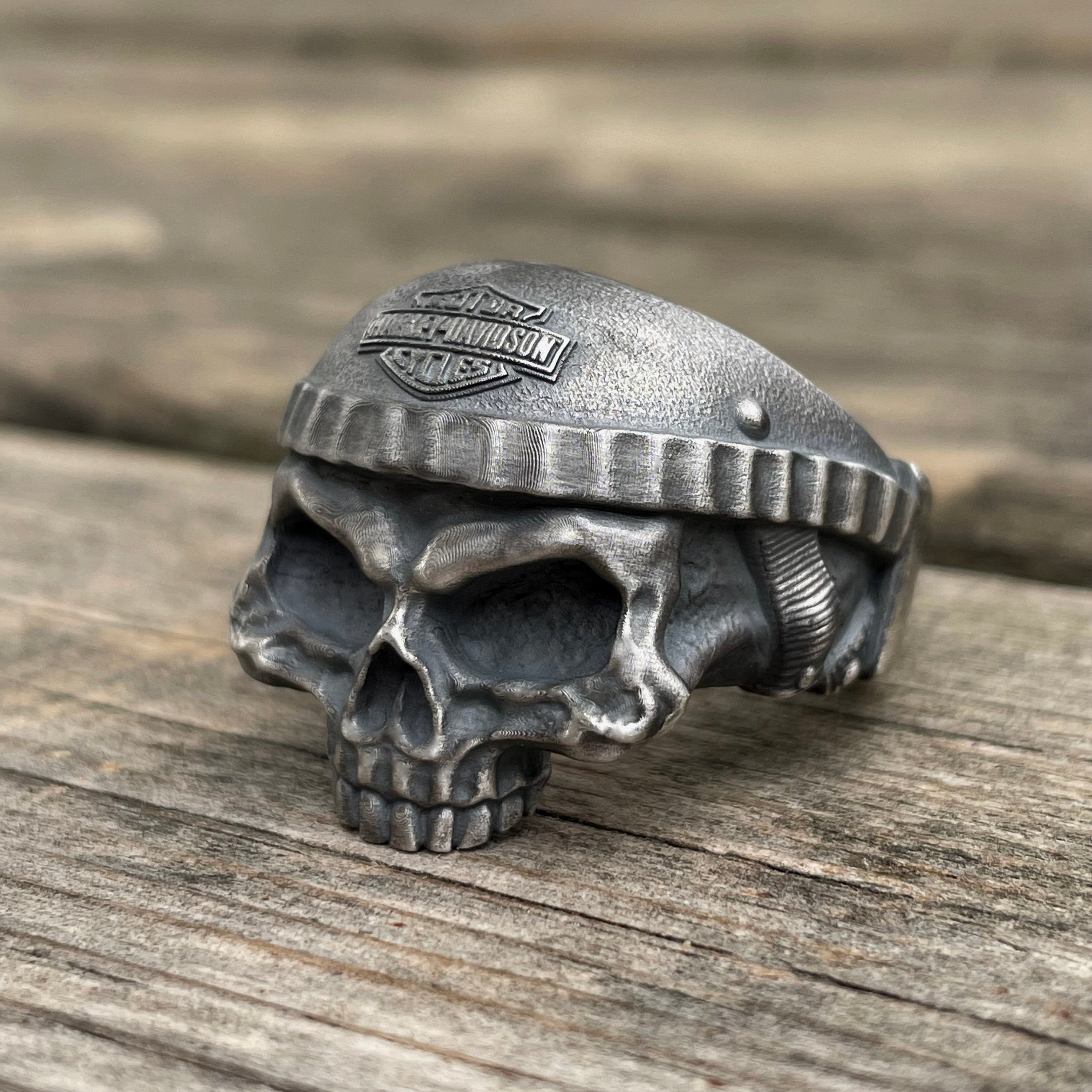 Harley davidson skull on sale ring