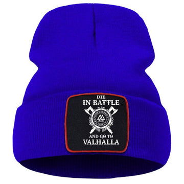 Bonnet Viking Die in Battle & Go to Valhalla bleu