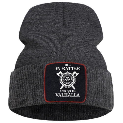 Bonnet Viking Die in Battle & Go to Valhalla gris