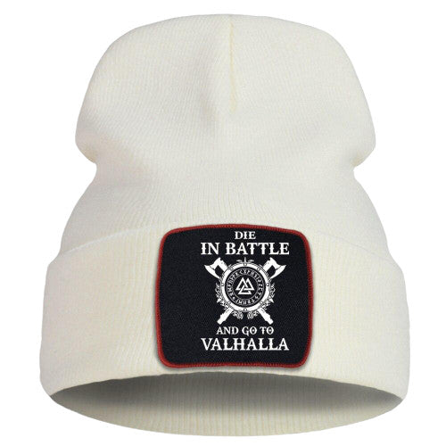 Bonnet Viking Die in Battle & Go to Valhalla blanc