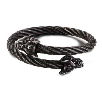 Bracelet Viking Loup du Clan noir