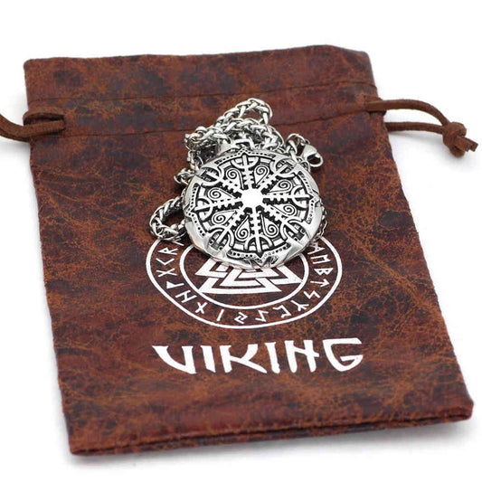 Collier Viking Bouclier Aegishjalmur pochette