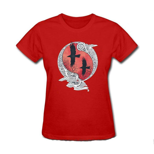 T-shirt viking corbeaux de la bataille rouge