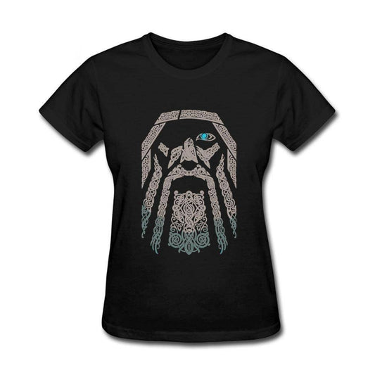T-shirt viking femme odin noir