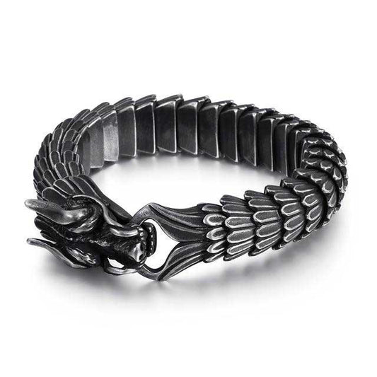 Bracelet Serpent Jormungand qui se mord la queue couleur Carbone