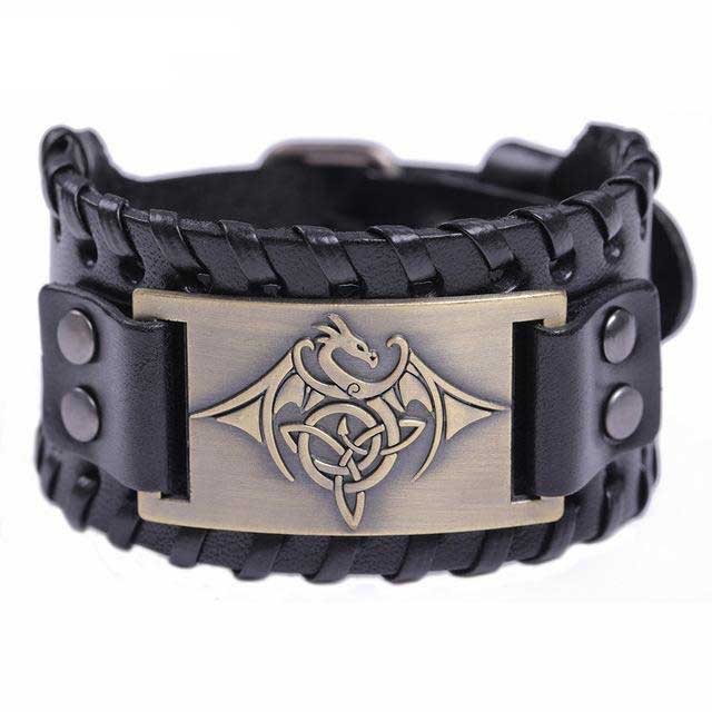 Bracelet Viking Dragon de Feu en Or