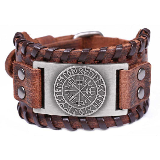 bracelet viking homme cuir argent